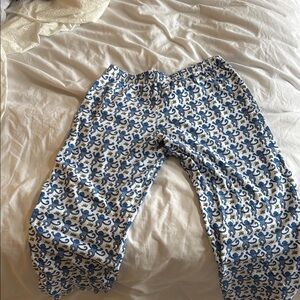 Blue and White Patterned Pants